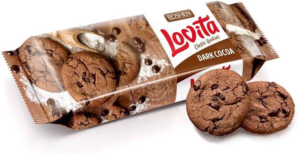 ROSHEN Lovita Classic kakaós keksz Étcsokoládé darabokkal 150g ROSHEN Lovita Classic kakaós keksz Étcsokoládé darabokkal 150g